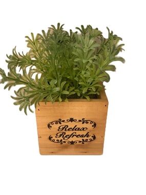 Relax Refresh Faux Lavender in Wooden Planter - Green
